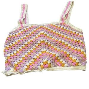 Forever 21 Pastel Multi-Color Crochet Crop Top - Size Small